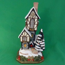 David Winter Christmastime Clock House 10" tall