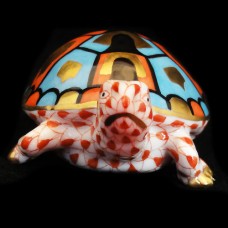 Herend Turtle Small RUST Fishnet 4" long