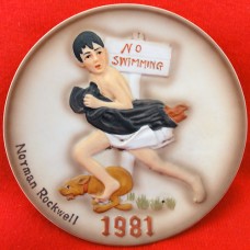 Norman Rockwell No Swimming mini Plate 1981 4.25" diameter