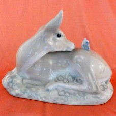Rex Deer Lying Down with Butterfly 5" tall