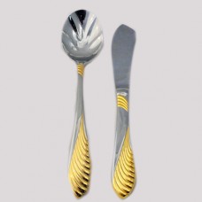 RETRONEU Stainless COQUILLE GOLD 2pc Serving Set NEW