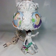 Dresden Lamp Male Figure and shade 10 inches high