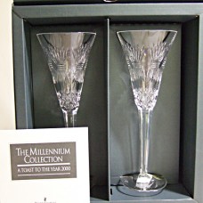 Waterford Millennium Toasting Flutes 2 Prosperity 9.25" 