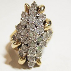 Diamond Cluster Ring Ladies aprox 2Caret 14t Yellow Gold