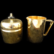 ELEGANCE G.E.P. Gold Plated Creamer & Covered Sugar Bowl 